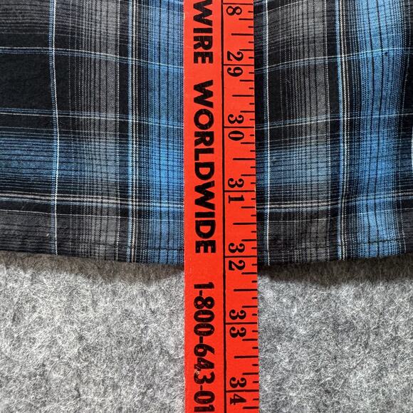 Wrangler Shirt Mens 3XL Blue Black Plaid Western Pearl Snap Long Sleeve Cowboy - Picture 10 of 10